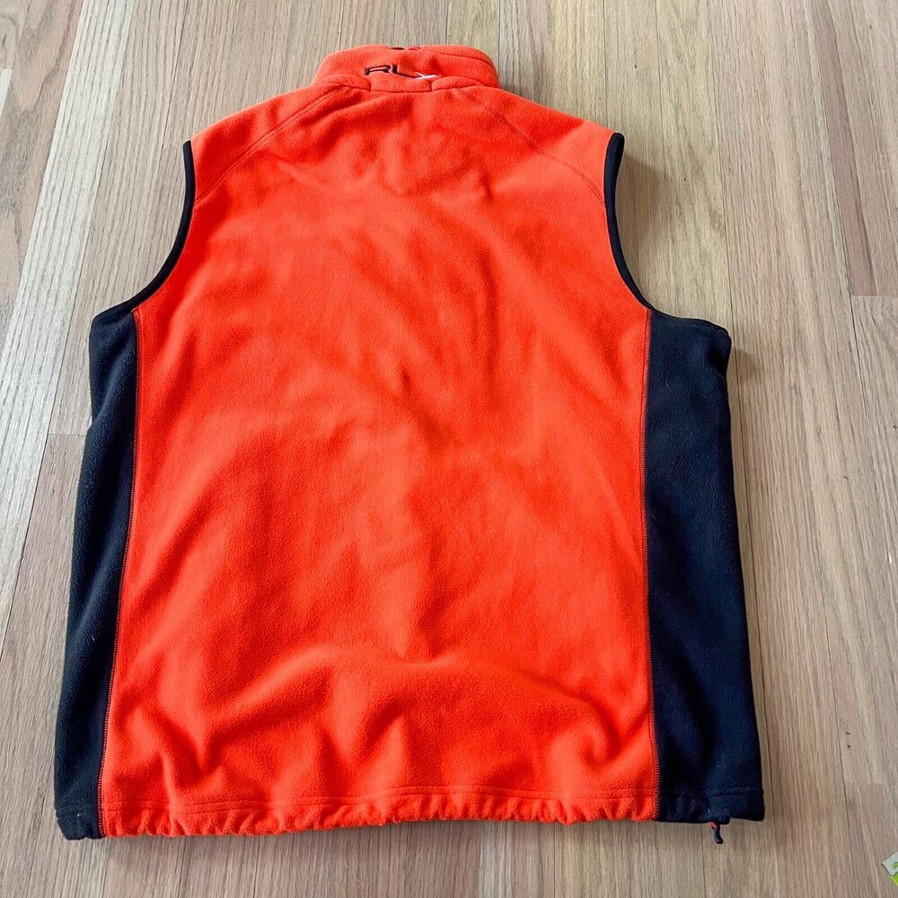 RLX Ralph Lauren Mens Sz Medium Fleece Full-Zip Vest Neon Orange Black - Picture 8 of 13